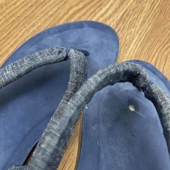 EILEEN FISHER blue denim linen thong flip flop flat sandals size US 10 - Picture 2 of 5